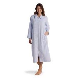 Miss Elaine Women Long Fleece Robe Zipper Front Collared Neck Pockets Women L